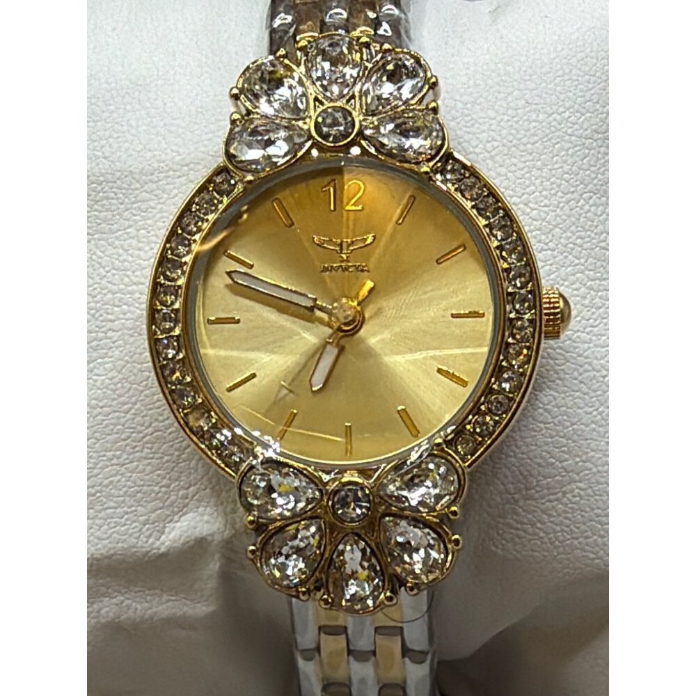 Invicta Womens Gold-Tone Analog Watch With Crystal Accents & Two-Tone Bracelet M - Picture 7 of 7